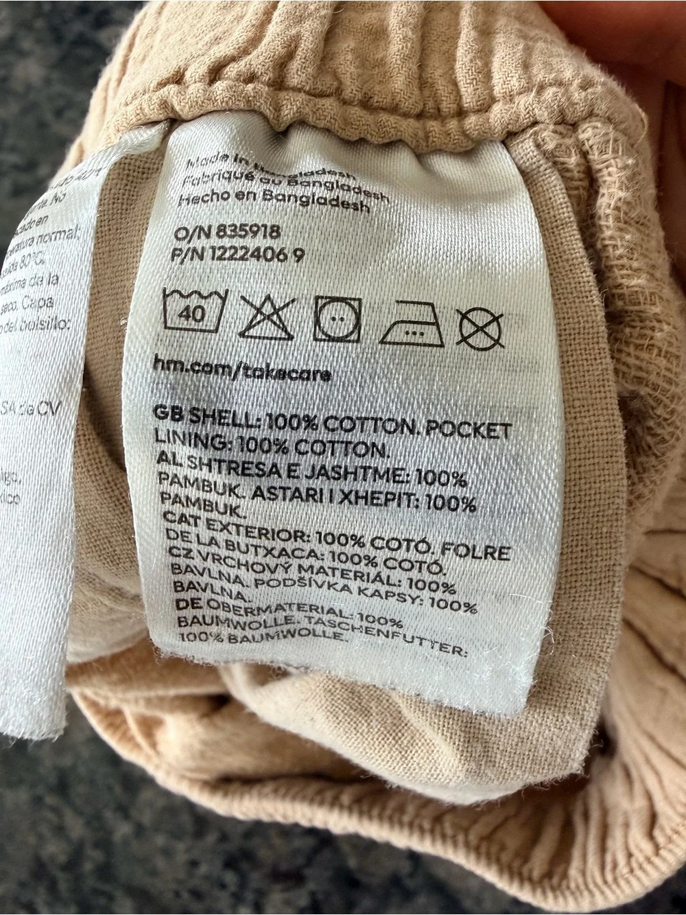 3/$15 H&M Toddler Cotton Gauze Shorts Beige Size 6Y Lightweight Pull On